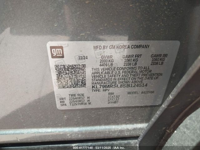 KL79MRSL8SB124514 Chevrolet Trailblazer Awd Lt