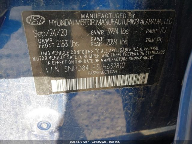 5NPD84LF3LH632810 Hyundai ELANTRA SEL