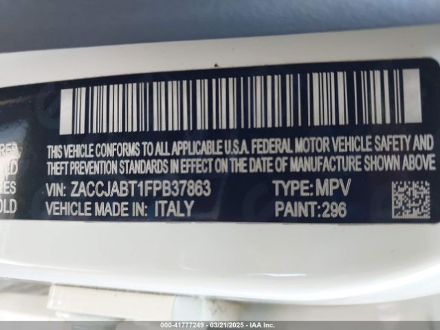 ZACCJABT1FPB37863 Jeep Renegade Latitude