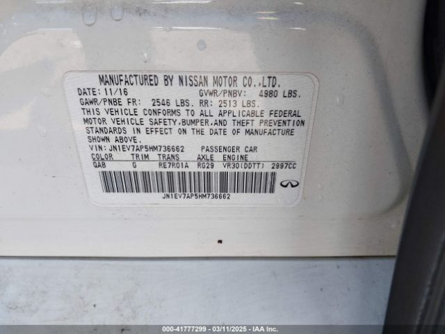 JN1EV7AP5HM736662 Infiniti Q50 3.0t Premium