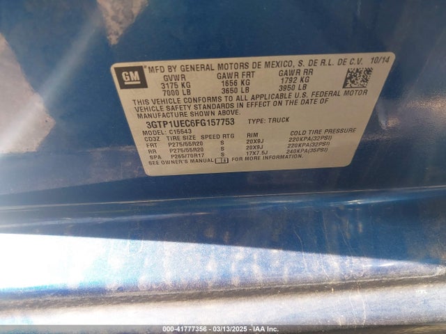 3GTP1UEC6FG157753 GMC Sierra 1500 Sle