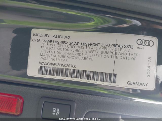 WAUGNAF48HN029760 Audi A4 2.0t Premium