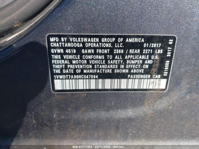 1VWDT7A30HC047594 Volkswagen Passat 1.8t R-line
