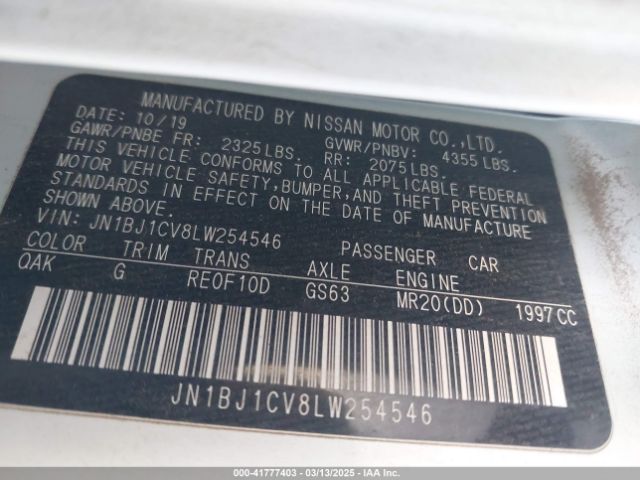 JN1BJ1CV8LW254546 Nissan Rogue Sport S Fwd Xtronic Cvt