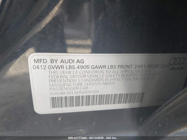 2013 AUDI A4 WAUBFAFLXDN005355 Photo 8