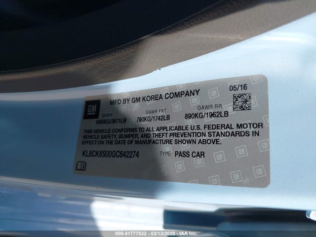 KL8CK6S00GC642274 Chevrolet Spark Ev 1lt