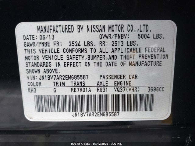 JN1BV7AR2EM685587 Infiniti Q50 Premium