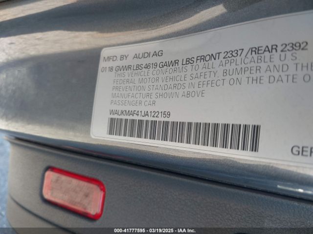 WAUKMAF41JA122159 Audi A4 2.0t Tech Ultra Premium/2.0t Ultra Premium