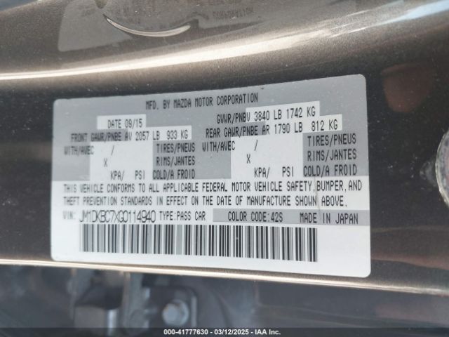 JM1DKBC7XG0114940 Mazda Cx-3 Touring