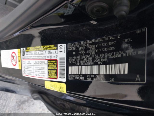 5TDKZ3DC4JS958786 Toyota Sienna Le 8 Passenger