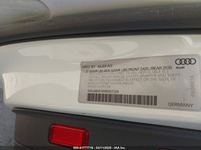 WAUABAF46MN007328 Audi A4 Premium 40 Tfsi Quattro S Tronic