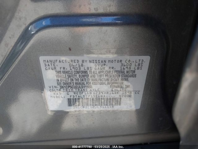 3N1CP5CU2JL511155 Nissan KICKS SV