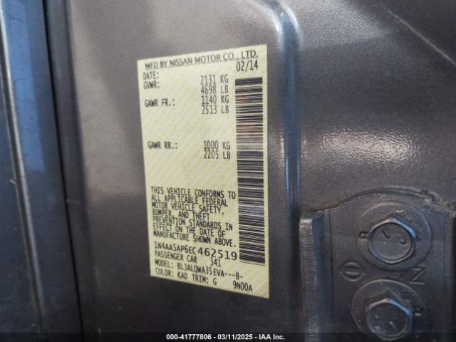 1N4AA5AP6EC462519 Nissan Maxima 3.5 S/3.5 Sv