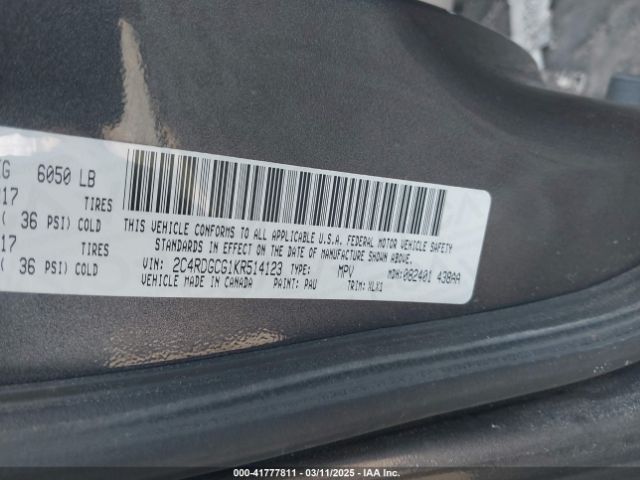 2C4RDGCG1KR514123 Dodge Grand Caravan Sxt