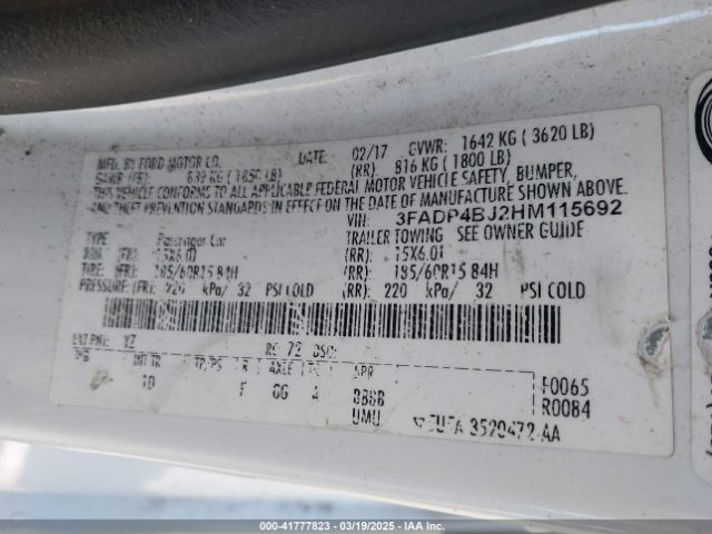 3FADP4BJ2HM115692 Ford FIESTA SE
