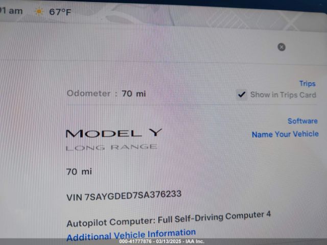 7SAYGDED7SA376233 Tesla Model Y Long Range Dual Motor All-wheel Drive