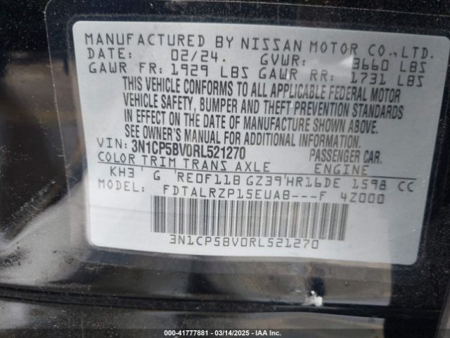 3N1CP5BV0RL521270 Nissan Kicks S Xtronic Cvt