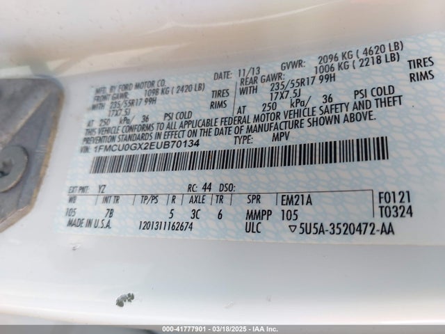 Ford ESCAPE SE 2014 1FMCU0GX2EUB70134 Image 9