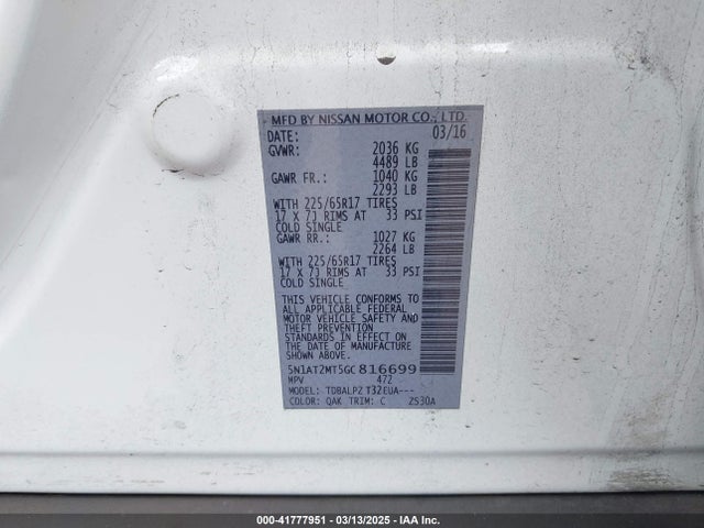 Nissan ROGUE S 2016 5N1AT2MT5GC816699 Image 9