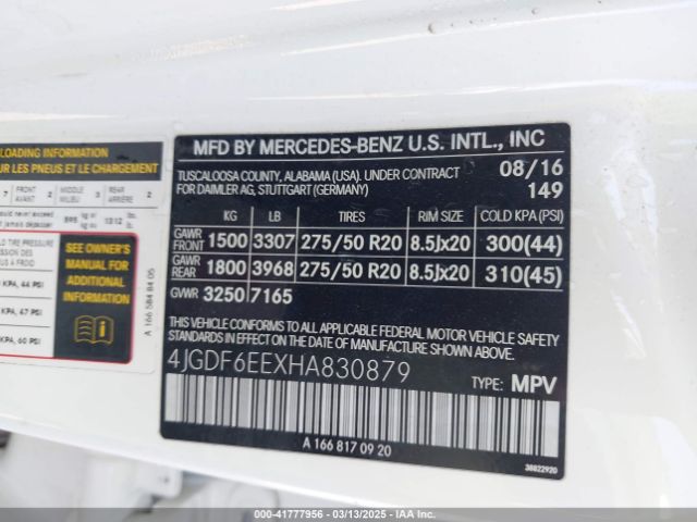 4JGDF6EEXHA830879 Mercedes-Benz Gls 450 4matic