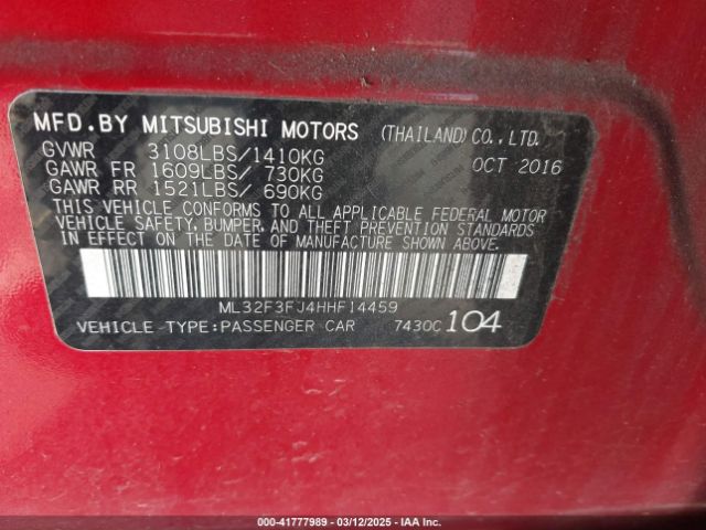 2017 MITSUBISHI MIRAGE G4 ML32F3FJ4HHF14459 Photo 8