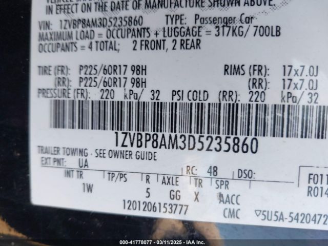 2013 FORD MUSTANG 1ZVBP8AM3D5235860 Photo 8
