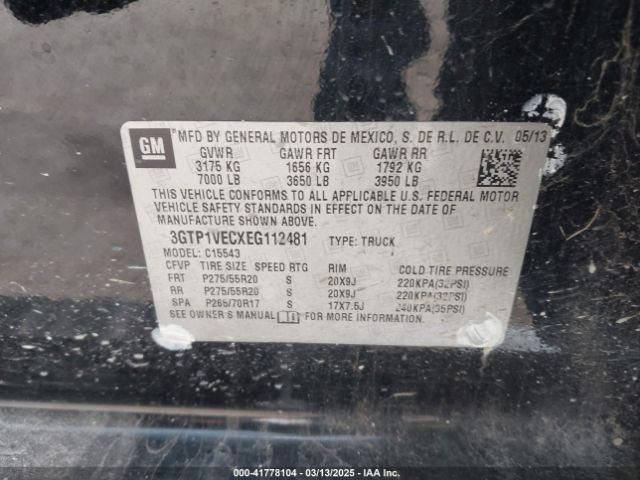 3GTP1VECXEG112481 GMC Sierra 1500 Slt