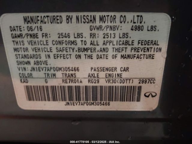 JN1EV7AP0GM305466 Infiniti Q50 3.0t Premium