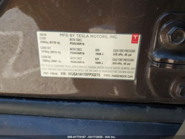 5YJSA1H17EFP33275 Tesla Model S P85
