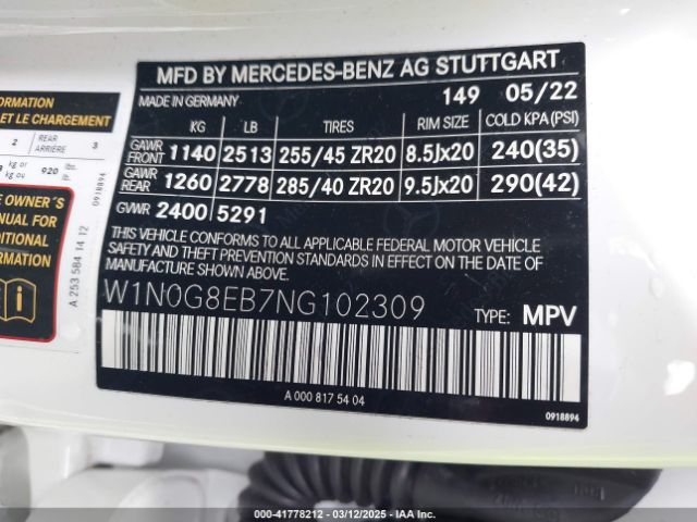 W1N0G8EB7NG102309 Mercedes-Benz Glc 300 4matic Suv