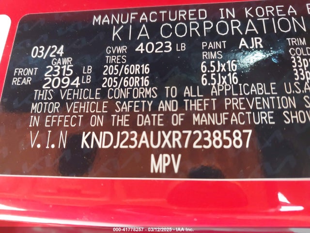 KNDJ23AUXR7238587 KIA SOUL LX