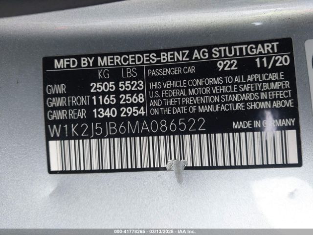 2021 MERCEDES-BENZ CLS 450 W1K2J5JB6MA086522 Photo 8