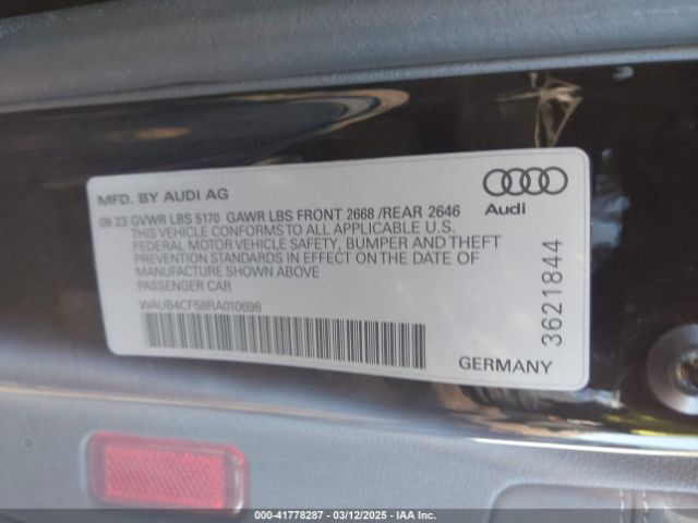 WAUB4CF58RA010698 Audi S5 Sportback Prestige Tfsi Quattro Tiptronic