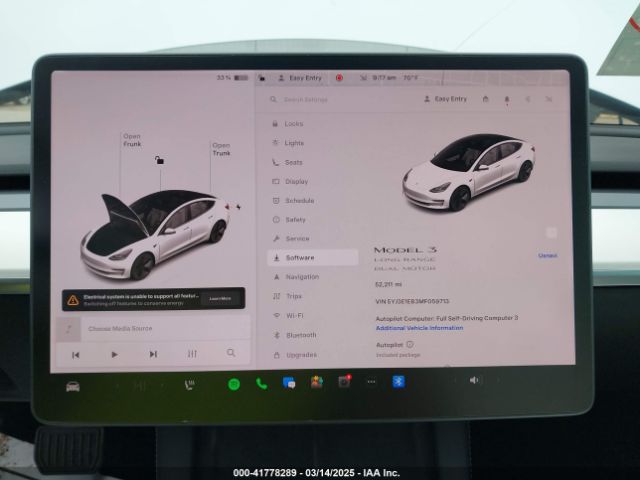 5YJ3E1EB3MF059713 Tesla Model 3 Long Range Dual Motor All-wheel Drive