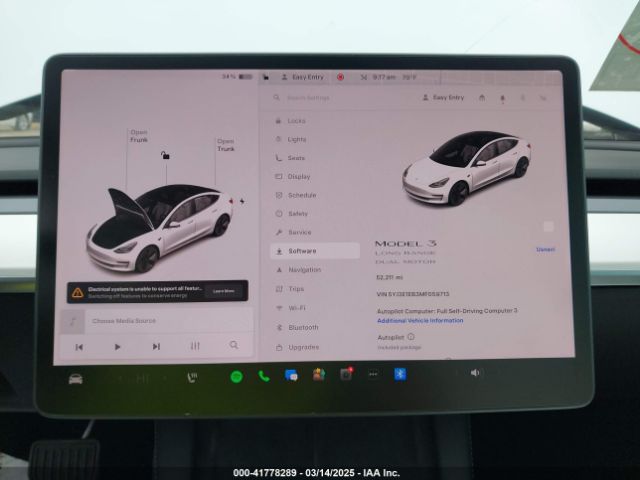 5YJ3E1EB3MF059713 Tesla Model 3 Long Range Dual Motor All-wheel Drive