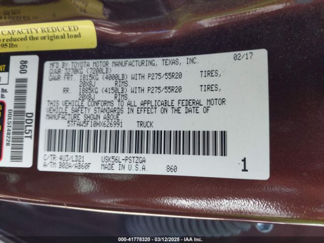 5TFAW5F10HX626991 Toyota Tundra 1794 5.7l V8