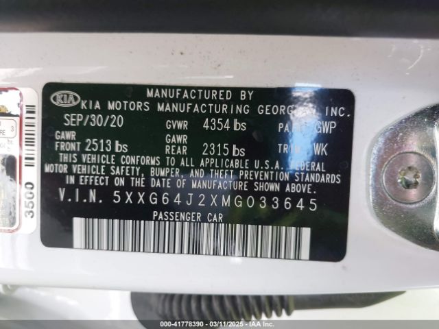 5XXG64J2XMG033645 KIA K5 Gt-line