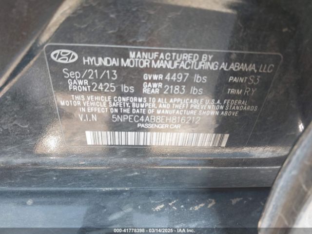 5NPEC4AB8EH816212 Hyundai Sonata Limited 2.0t