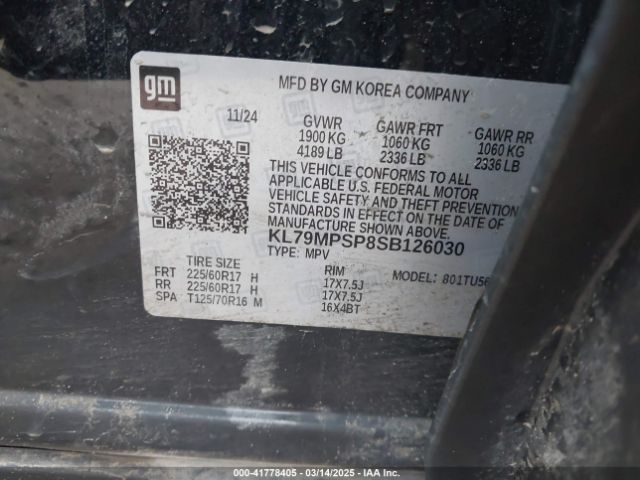 KL79MPSP8SB126030 Chevrolet Trailblazer Fwd Lt