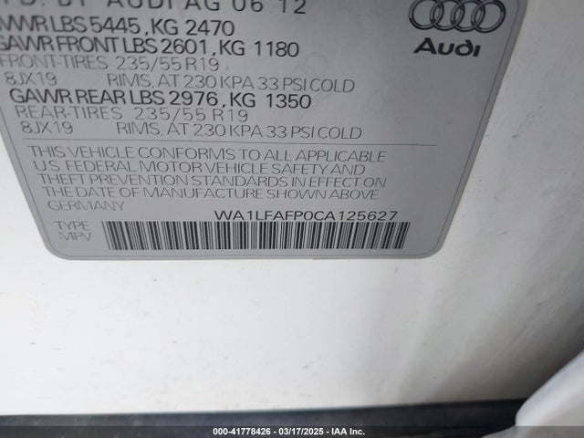 2012 AUDI Q5 WA1LFAFP0CA125627 Photo 8