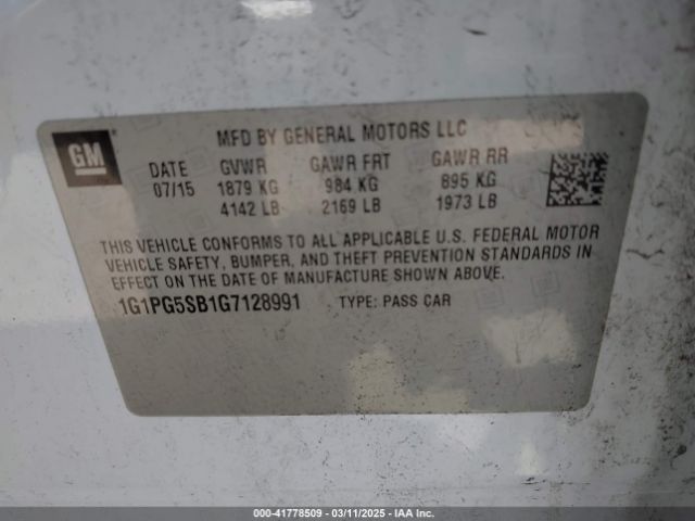 1G1PG5SB1G7128991 Chevrolet Cruze Limited Ltz Auto