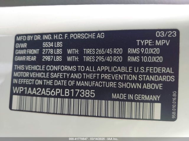 WP1AA2A56PLB17385 Porsche Macan T