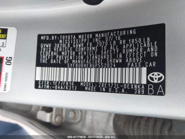 5YFBURHE8GP552024 Toyota COROLLA LE