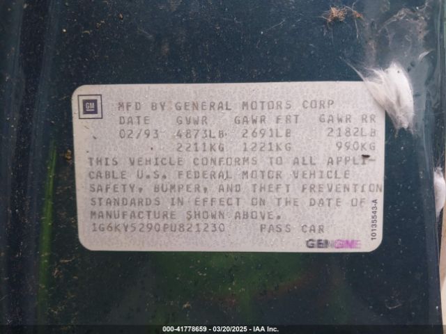 1993 CADILLAC SEVILLE 1G6KY5290PU821230 Photo 8