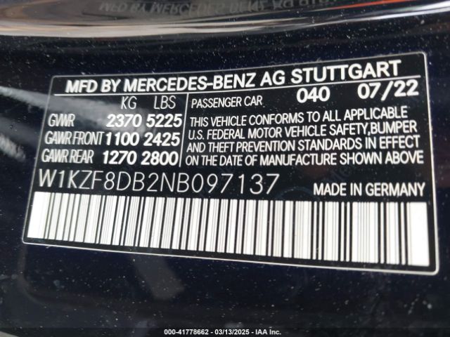 W1KZF8DB2NB097137 Mercedes-Benz E 350