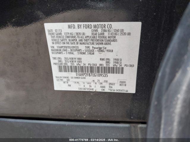 1FAHP2F87EG109535 Ford Taurus Limited