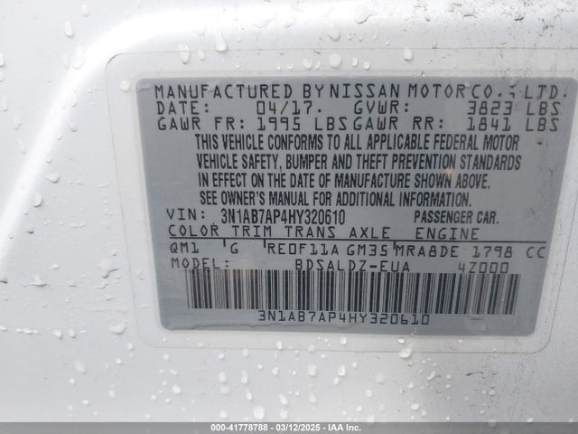 3N1AB7AP4HY320610 Nissan SENTRA SV