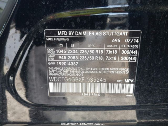 WDCTG4GBXFJ035245 Mercedes-Benz Gla 250 4matic