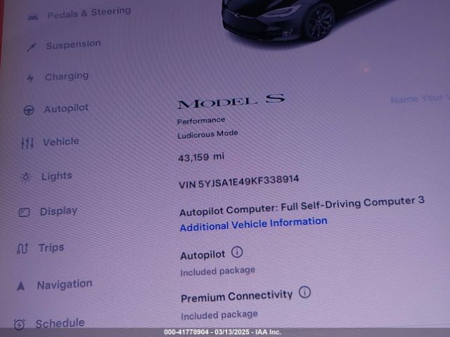 5YJSA1E49KF338914 Tesla Model S 100d/long Range/p100d/performance