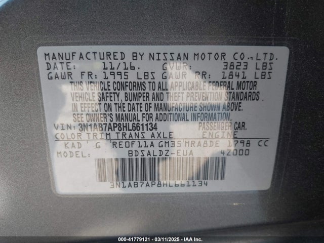 3N1AB7AP8HL661134 Nissan SENTRA SV